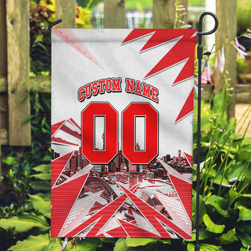 Personalised Sydney Swans Fan Pride Garden Flag Fierce Swan Mascot Graphic Art With Sydney City Skyline
