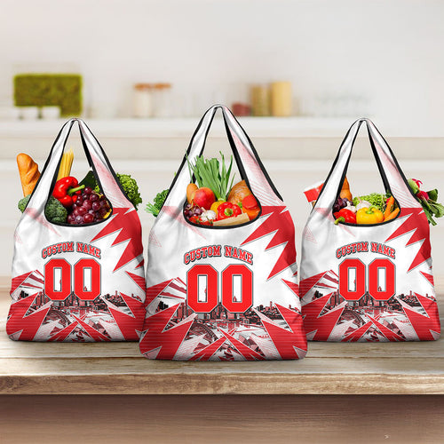 Personalised Sydney Swans Fan Pride Grocery Bag Fierce Swan Mascot Graphic Art With Sydney City Skyline