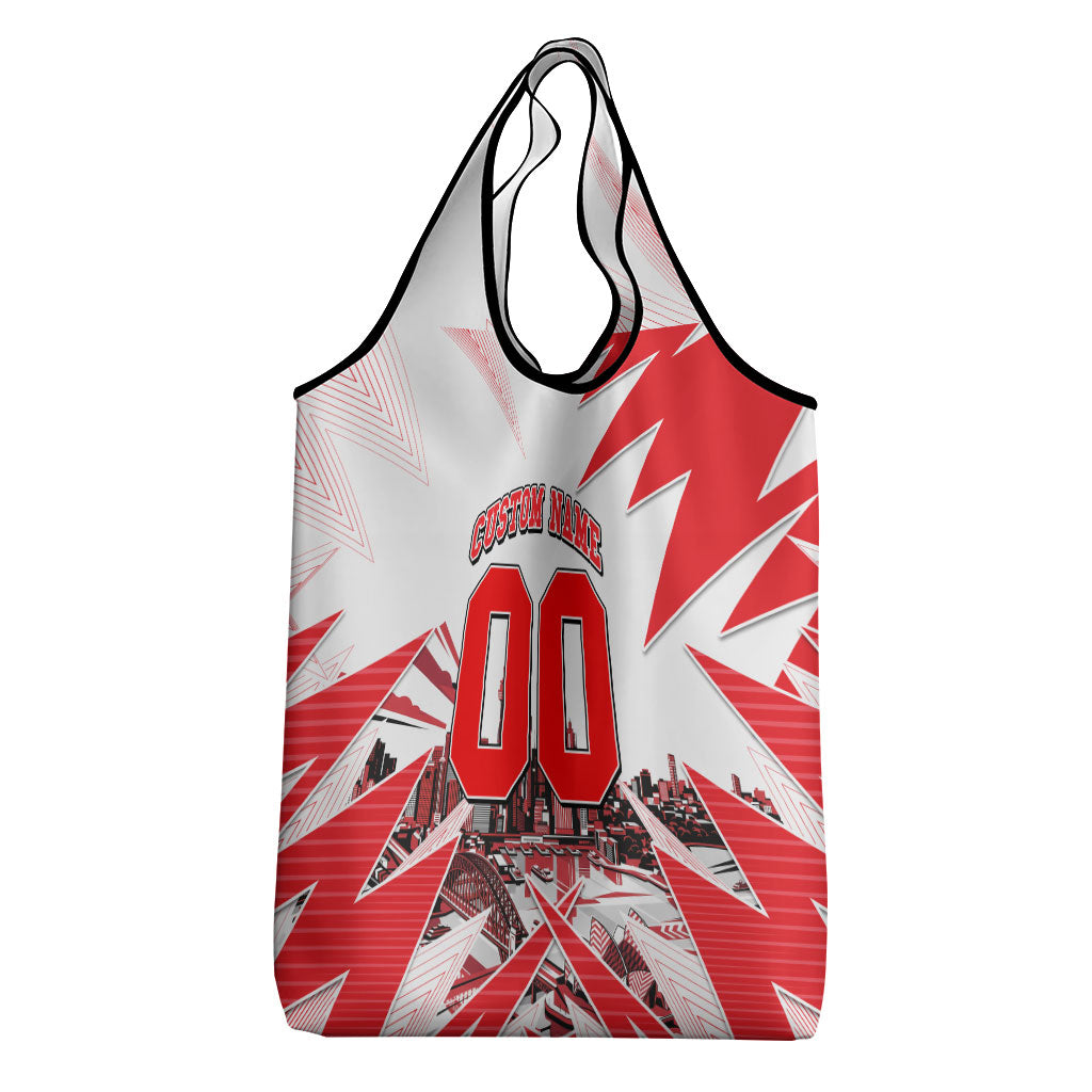 Personalised Sydney Swans Fan Pride Grocery Bag Fierce Swan Mascot Graphic Art With Sydney City Skyline