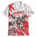 Personalised Sydney Swans Fan Pride Hawaiian Shirt Fierce Swan Mascot Graphic Art With Sydney City Skyline