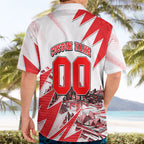 Personalised Sydney Swans Fan Pride Hawaiian Shirt Fierce Swan Mascot Graphic Art With Sydney City Skyline