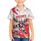 Personalised Sydney Swans Fan Pride Hawaiian Shirt Fierce Swan Mascot Graphic Art With Sydney City Skyline