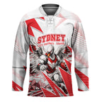 Personalised Sydney Swans Fan Pride Hockey Jersey Fierce Swan Mascot Graphic Art With Sydney City Skyline