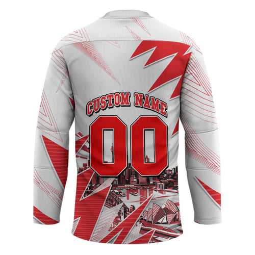 Personalised Sydney Swans Fan Pride Hockey Jersey Fierce Swan Mascot Graphic Art With Sydney City Skyline