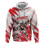 Personalised Sydney Swans Fan Pride Hoodie Fierce Swan Mascot Graphic Art With Sydney City Skyline