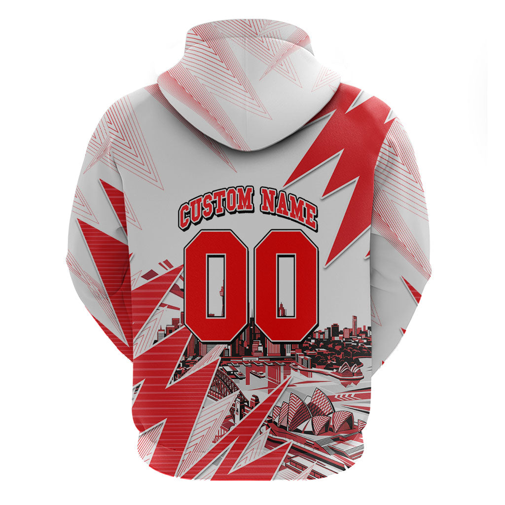 Personalised Sydney Swans Fan Pride Hoodie Fierce Swan Mascot Graphic Art With Sydney City Skyline