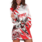 Personalised Sydney Swans Fan Pride Hoodie Dress Fierce Swan Mascot Graphic Art With Sydney City Skyline