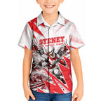 Personalised Sydney Swans Fan Pride Kid Hawaiian Shirt Fierce Swan Mascot Graphic Art With Sydney City Skyline