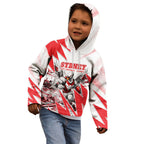 Personalised Sydney Swans Fan Pride Kid Hoodie Fierce Swan Mascot Graphic Art With Sydney City Skyline