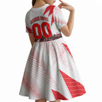 Personalised Sydney Swans Fan Pride Kid Short Sleeve Dress Fierce Swan Mascot Graphic Art With Sydney City Skyline