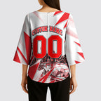 Personalised Sydney Swans Fan Pride Kimono Sleeve Blouse Fierce Swan Mascot Graphic Art With Sydney City Skyline