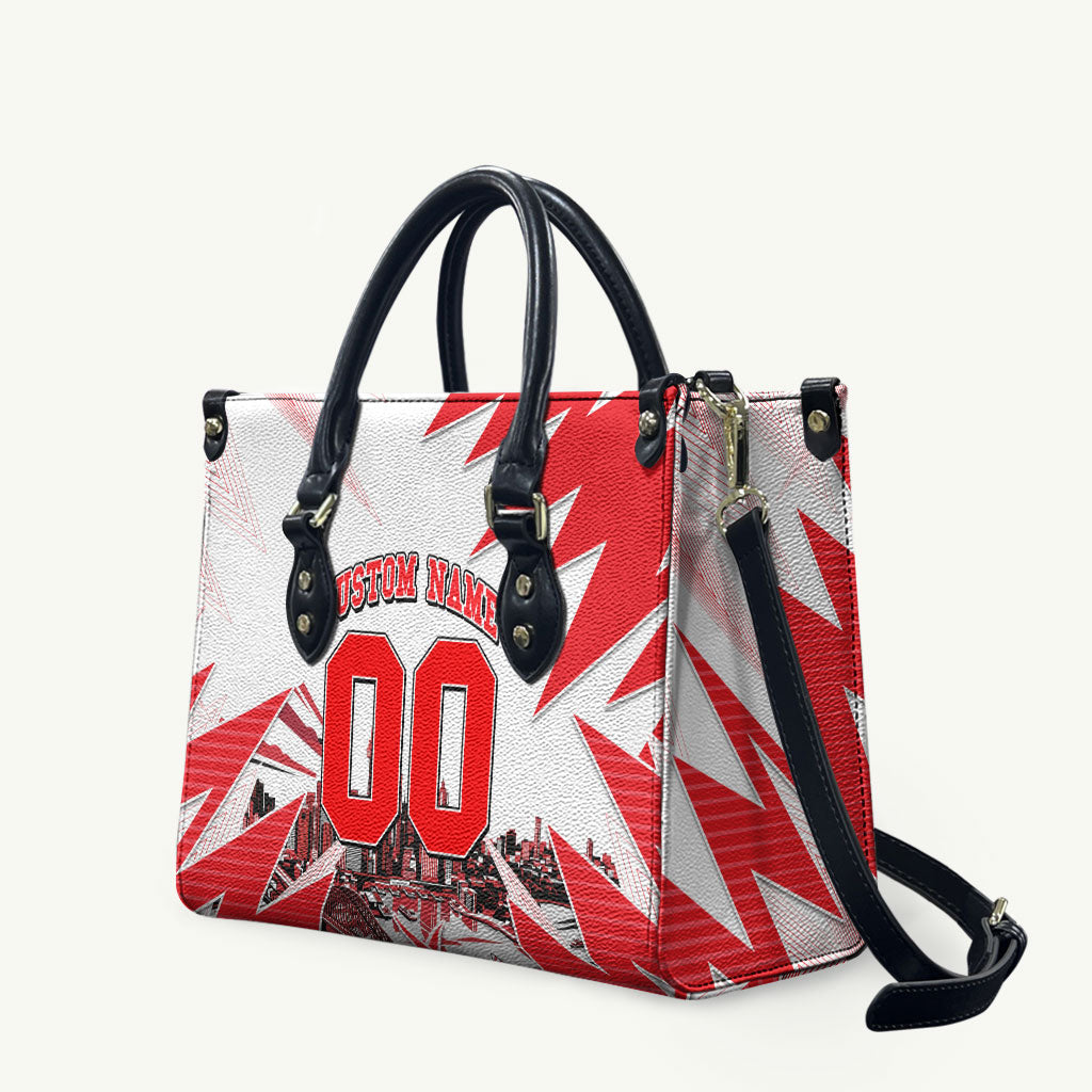 Personalised Sydney Swans Fan Pride Leather Bag Fierce Swan Mascot Graphic Art With Sydney City Skyline