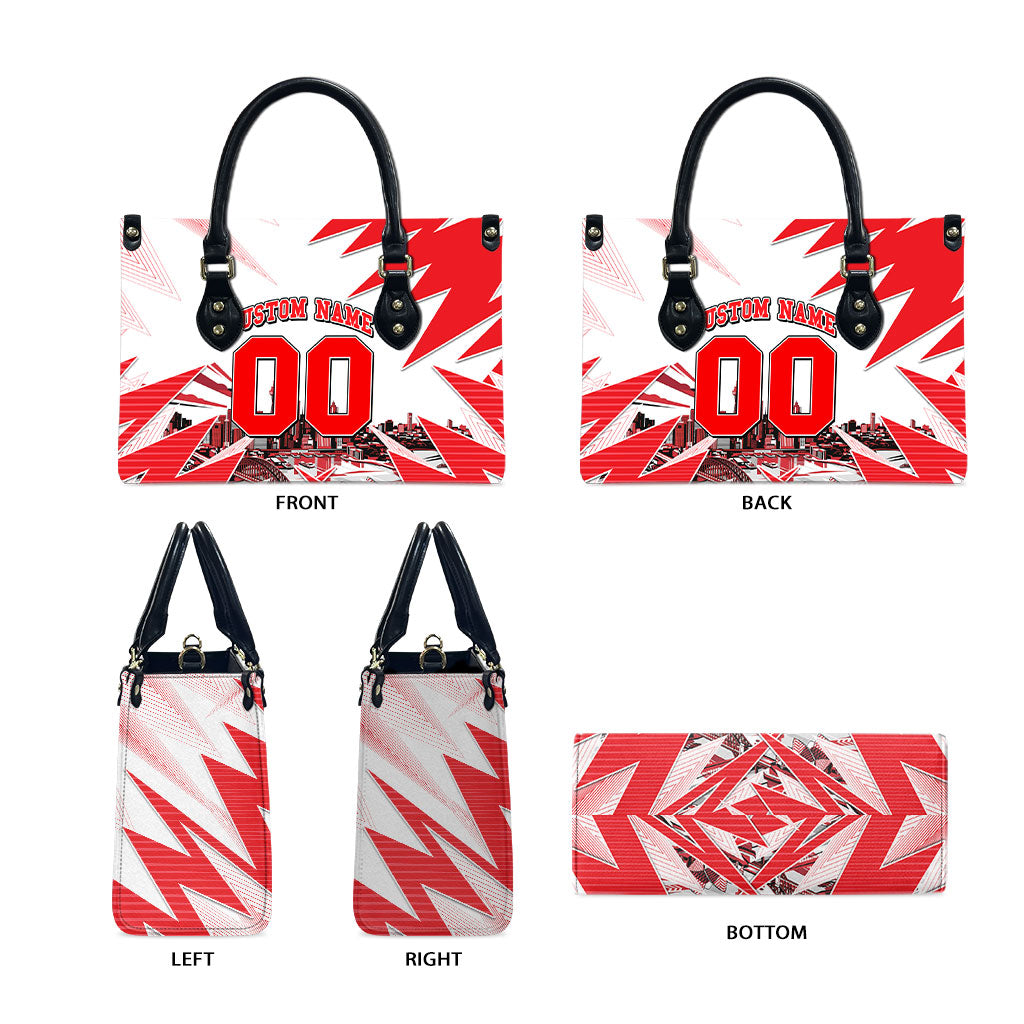 Personalised Sydney Swans Fan Pride Leather Bag Fierce Swan Mascot Graphic Art With Sydney City Skyline