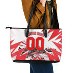 Personalised Sydney Swans Fan Pride Leather Tote Bag Fierce Swan Mascot Graphic Art With Sydney City Skyline