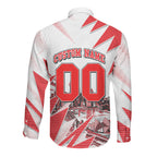 Personalised Sydney Swans Fan Pride Long Sleeve Button Shirt Fierce Swan Mascot Graphic Art With Sydney City Skyline
