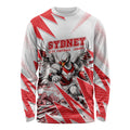 Personalised Sydney Swans Fan Pride Long Sleeve Shirt Fierce Swan Mascot Graphic Art With Sydney City Skyline