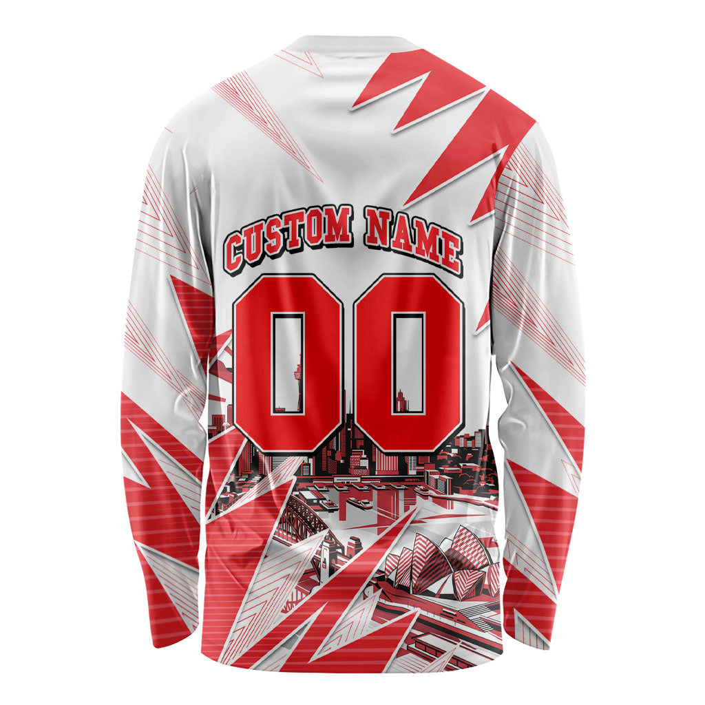 Personalised Sydney Swans Fan Pride Long Sleeve Shirt Fierce Swan Mascot Graphic Art With Sydney City Skyline