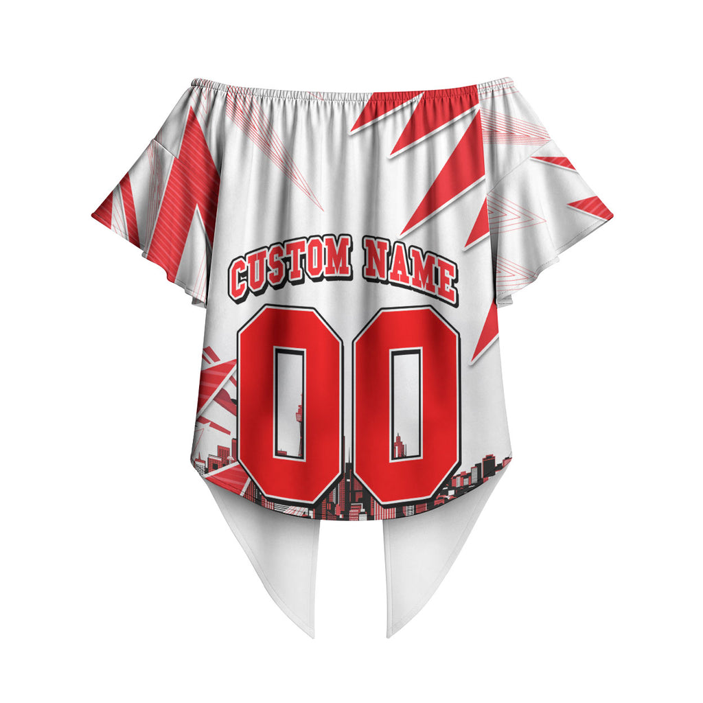 Personalised Sydney Swans Fan Pride Off Shoulder Wrap Waist Top Fierce Swan Mascot Graphic Art With Sydney City Skyline