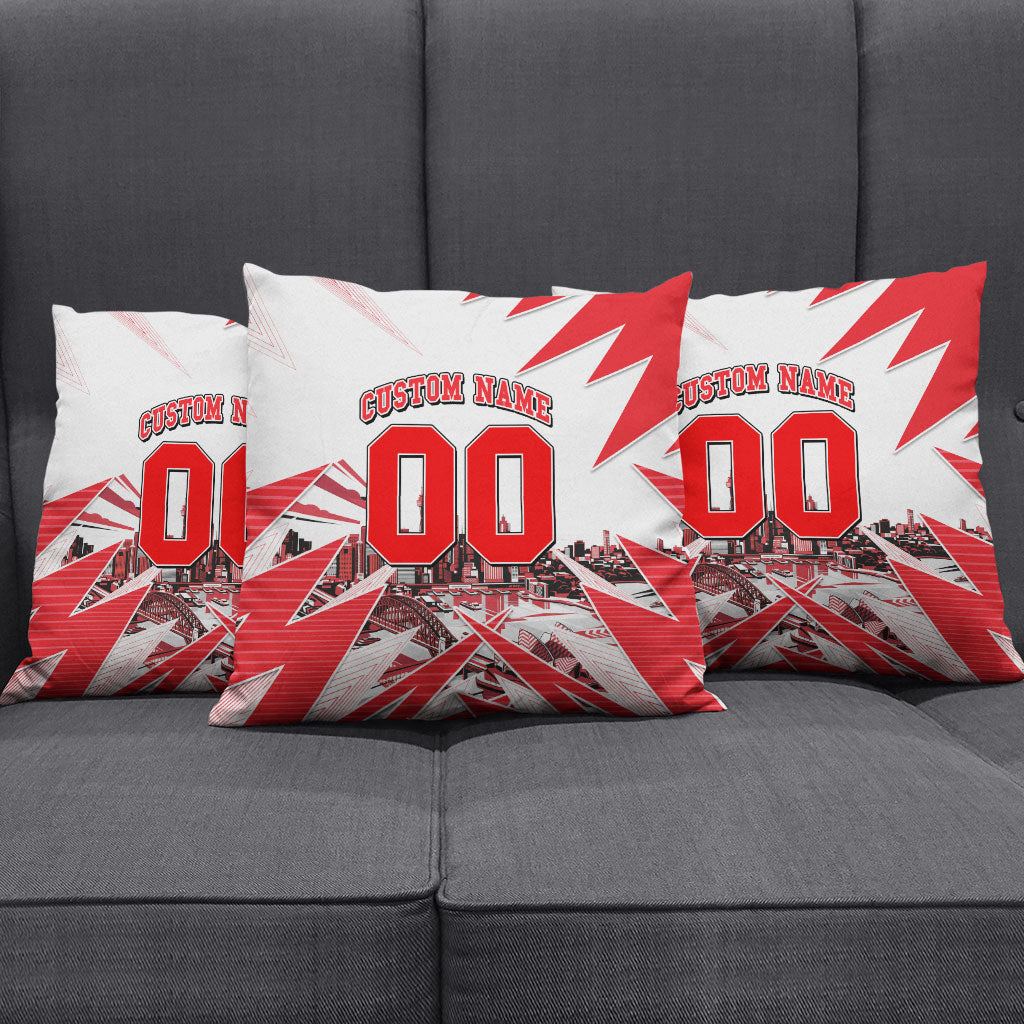 Personalised Sydney Swans Fan Pride Pillow Cover Fierce Swan Mascot Graphic Art With Sydney City Skyline
