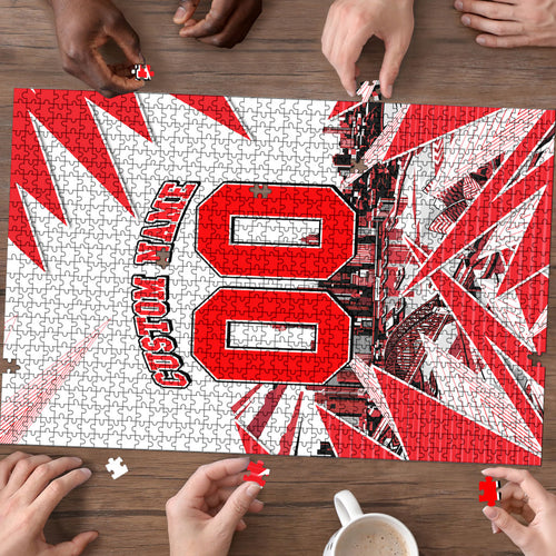 Personalised Sydney Swans Fan Pride Puzzle Fierce Swan Mascot Graphic Art With Sydney City Skyline