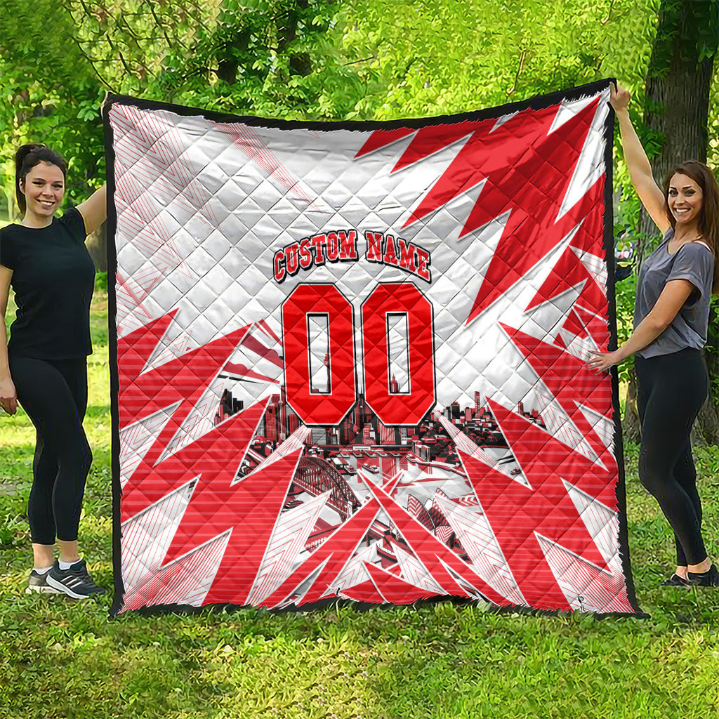Personalised Sydney Swans Fan Pride Quilt Fierce Swan Mascot Graphic Art With Sydney City Skyline