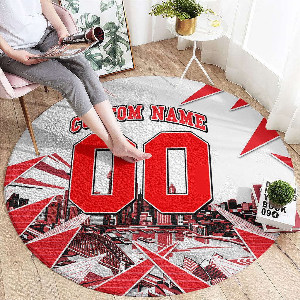 Personalised Sydney Swans Fan Pride Round Carpet Fierce Swan Mascot Graphic Art With Sydney City Skyline