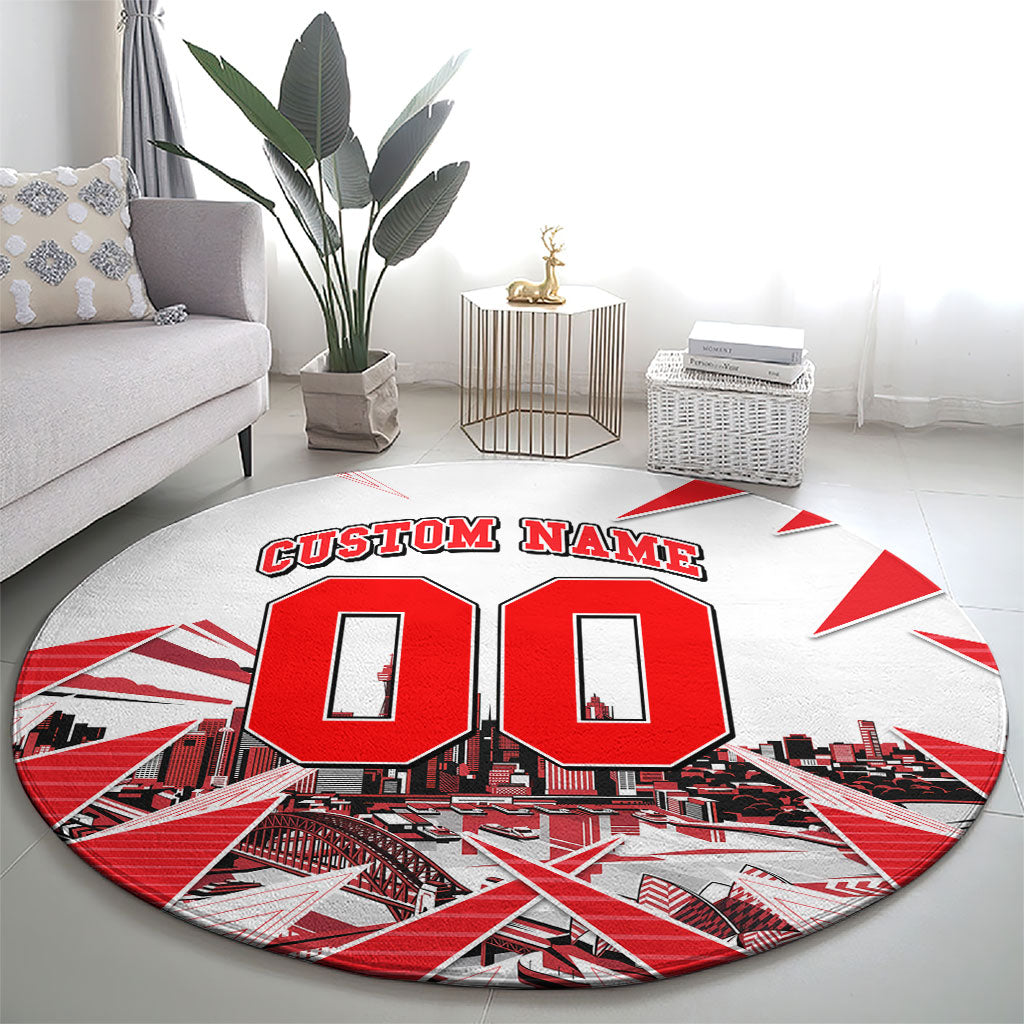 Personalised Sydney Swans Fan Pride Round Carpet Fierce Swan Mascot Graphic Art With Sydney City Skyline