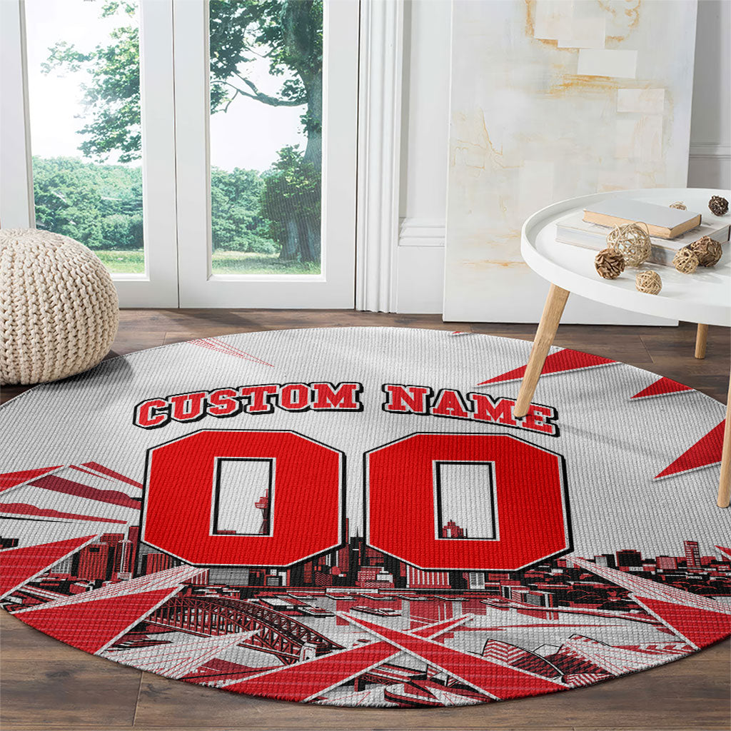 Personalised Sydney Swans Fan Pride Round Carpet Fierce Swan Mascot Graphic Art With Sydney City Skyline