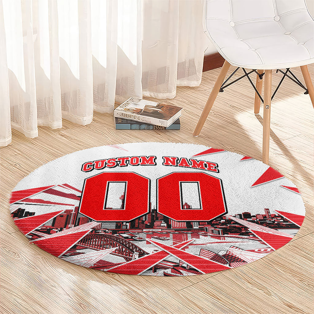 Personalised Sydney Swans Fan Pride Round Carpet Fierce Swan Mascot Graphic Art With Sydney City Skyline