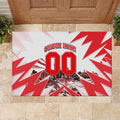 Personalised Sydney Swans Fan Pride Rubber Doormat Fierce Swan Mascot Graphic Art With Sydney City Skyline