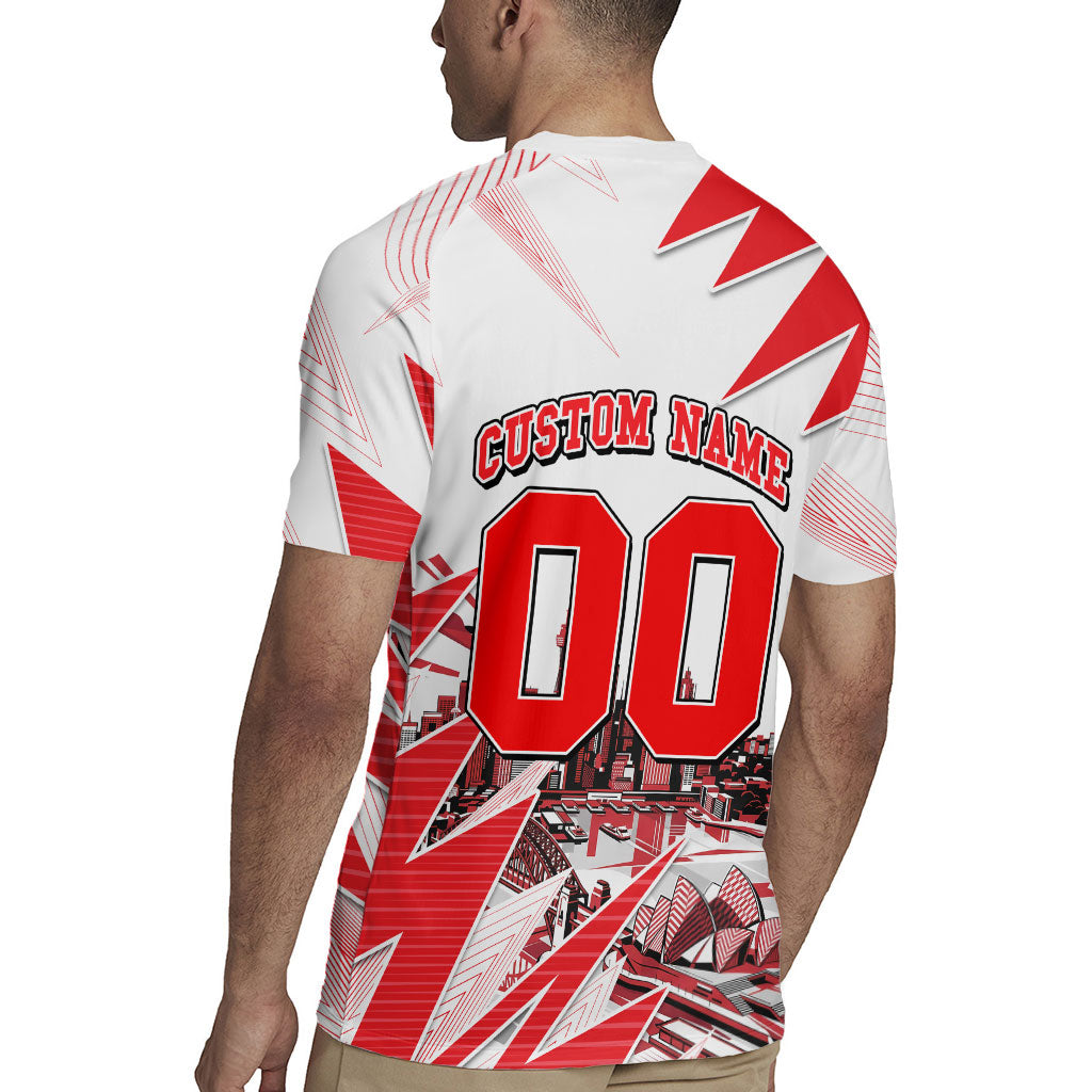 Personalised Sydney Swans Fan Pride Rugby Jersey Fierce Swan Mascot Graphic Art With Sydney City Skyline