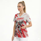 Personalised Sydney Swans Fan Pride Scrub Top Fierce Swan Mascot Graphic Art With Sydney City Skyline