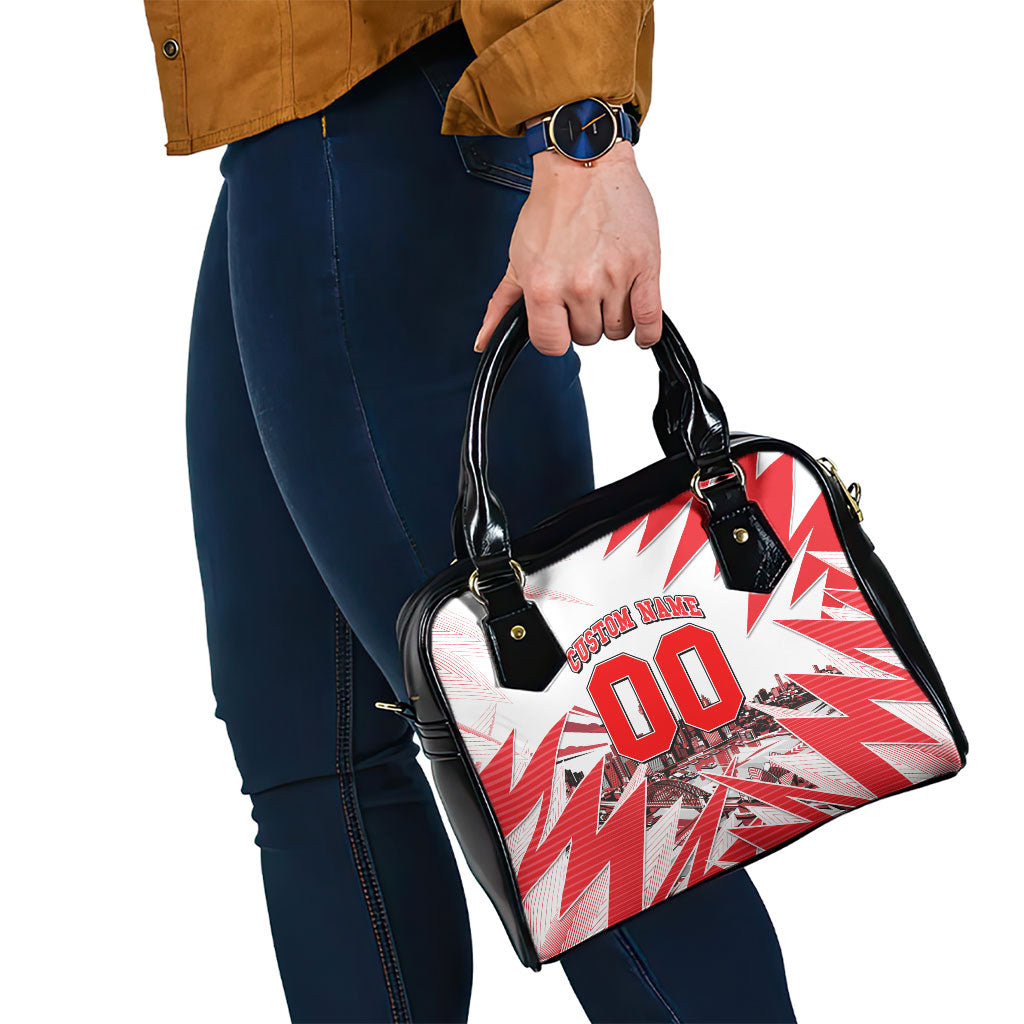 Personalised Sydney Swans Fan Pride Shoulder Handbag Fierce Swan Mascot Graphic Art With Sydney City Skyline