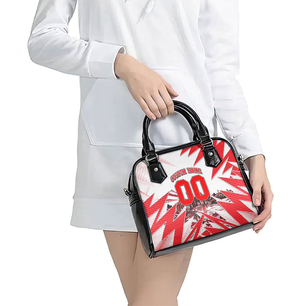 Personalised Sydney Swans Fan Pride Shoulder Handbag Fierce Swan Mascot Graphic Art With Sydney City Skyline