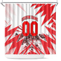 Personalised Sydney Swans Fan Pride Shower Curtain Fierce Swan Mascot Graphic Art With Sydney City Skyline