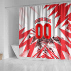 Personalised Sydney Swans Fan Pride Shower Curtain Fierce Swan Mascot Graphic Art With Sydney City Skyline