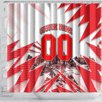 Personalised Sydney Swans Fan Pride Shower Curtain Fierce Swan Mascot Graphic Art With Sydney City Skyline