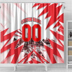 Personalised Sydney Swans Fan Pride Shower Curtain Fierce Swan Mascot Graphic Art With Sydney City Skyline
