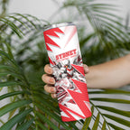 Personalised Sydney Swans Fan Pride Skinny Tumbler Fierce Swan Mascot Graphic Art With Sydney City Skyline