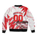 Personalised Sydney Swans Fan Pride Sleeve Zip Bomber Jacket Fierce Swan Mascot Graphic Art With Sydney City Skyline