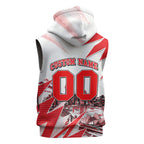 Personalised Sydney Swans Fan Pride Sleeveless Hoodie Fierce Swan Mascot Graphic Art With Sydney City Skyline