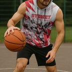 Personalised Sydney Swans Fan Pride Sleeveless Hoodie Fierce Swan Mascot Graphic Art With Sydney City Skyline