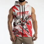 Personalised Sydney Swans Fan Pride Sleeveless Zip Hoodie Fierce Swan Mascot Graphic Art With Sydney City Skyline