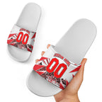 Personalised Sydney Swans Fan Pride Slide Sandals Fierce Swan Mascot Graphic Art With Sydney City Skyline