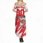 Personalised Sydney Swans Fan Pride Summer Maxi Dress Fierce Swan Mascot Graphic Art With Sydney City Skyline