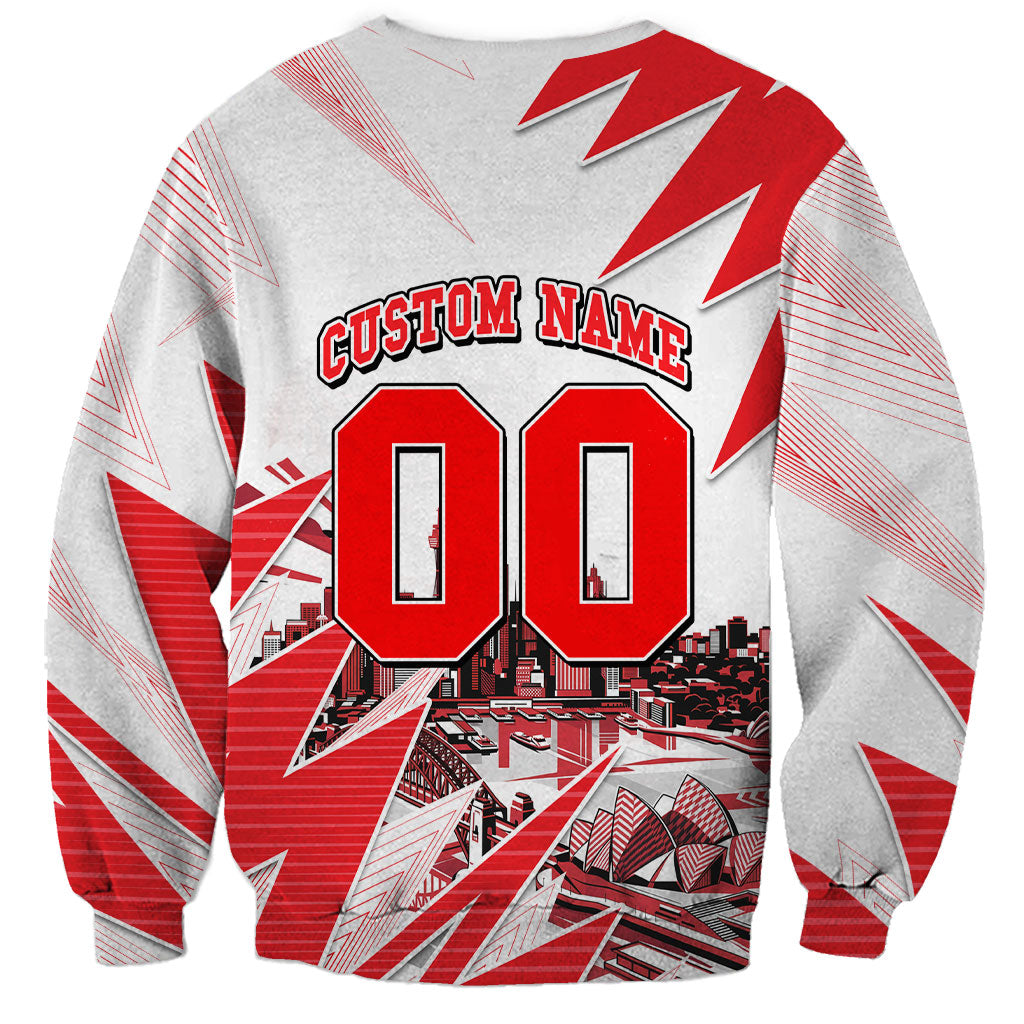 Personalised Sydney Swans Fan Pride Sweatshirt Fierce Swan Mascot Graphic Art With Sydney City Skyline