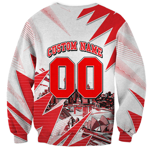 Personalised Sydney Swans Fan Pride Sweatshirt Fierce Swan Mascot Graphic Art With Sydney City Skyline