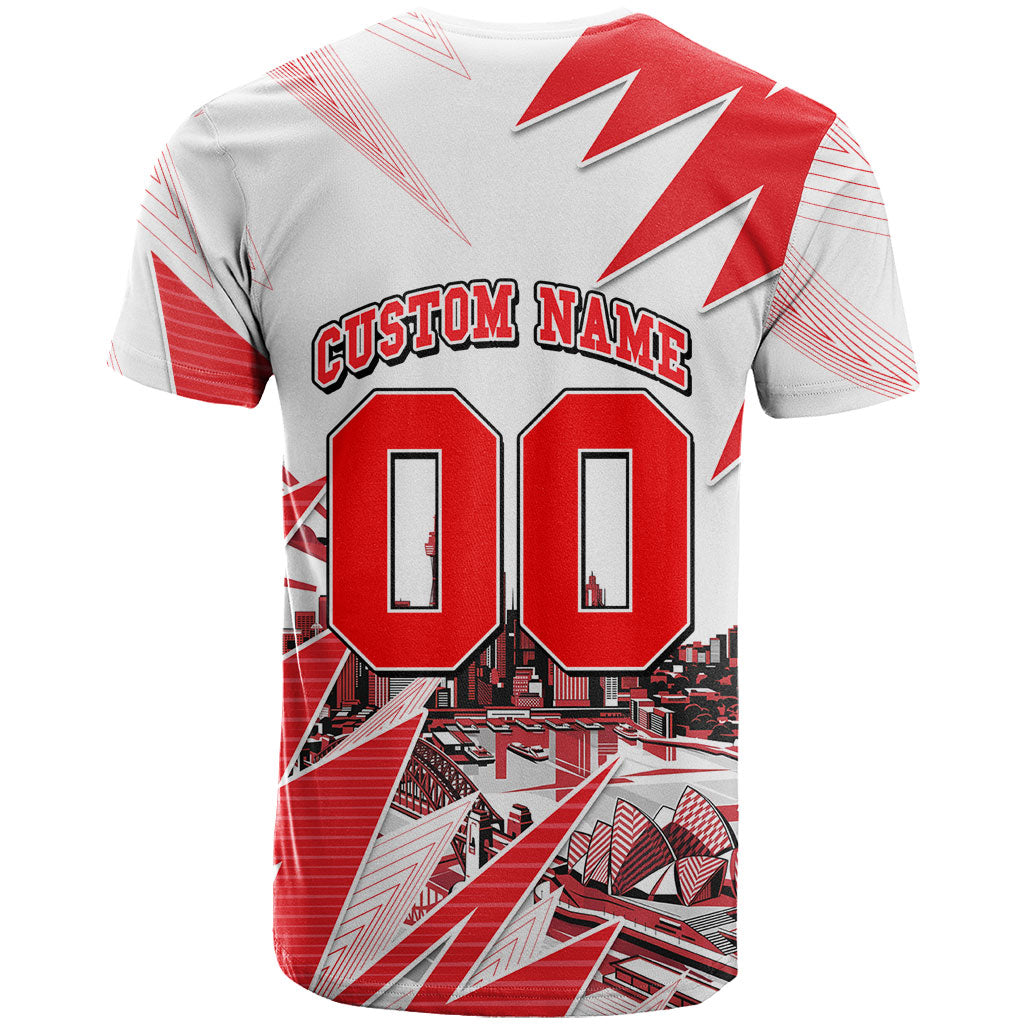 Personalised Sydney Swans Fan Pride T Shirt Fierce Swan Mascot Graphic Art With Sydney City Skyline