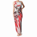 Personalised Sydney Swans Fan Pride Tank Maxi Dress Fierce Swan Mascot Graphic Art With Sydney City Skyline