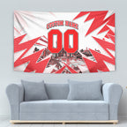 Personalised Sydney Swans Fan Pride Tapestry Fierce Swan Mascot Graphic Art With Sydney City Skyline